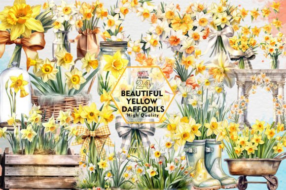 Download Beautiful Yellow Daffodils Clipart PNG - Daffodils clipart Collection