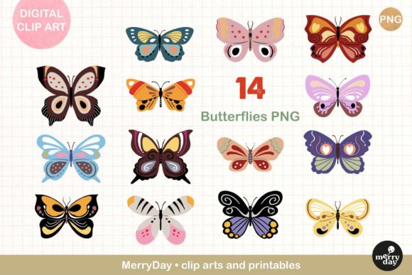 Download 14 Colorful Butterflies Clip Art - Butterflies clip art Collection