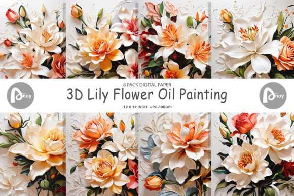 Download Digital Paper 3D Lily Flower Painting - Flower painting Collection