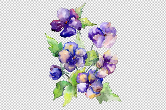 Download Watercolor Bouquet of Purple Viola Set - Viola Collection