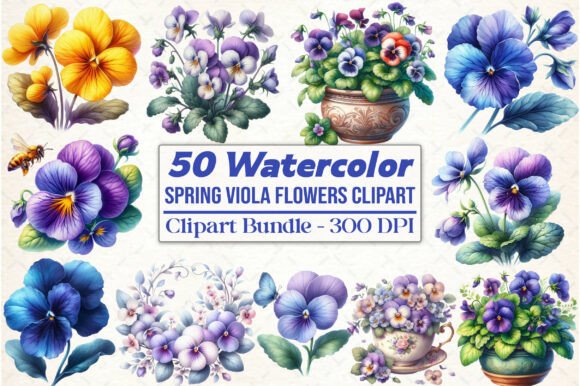 Download Spring Viola Flowers Sublimation Clipart - Viola Collection