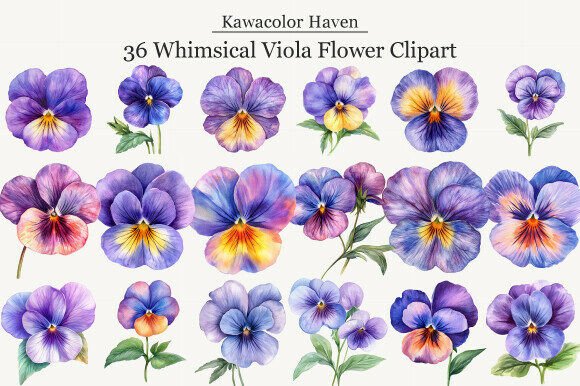 Download Whimsical Viola Flower Clipart - Viola Collection