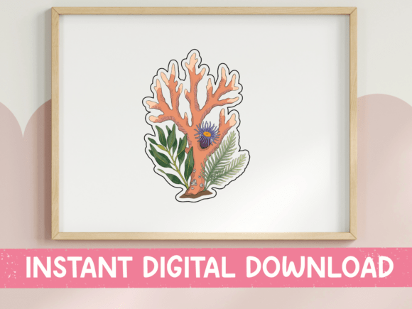 Download Coral Reef Botanical Sticker Design - Premium Resources