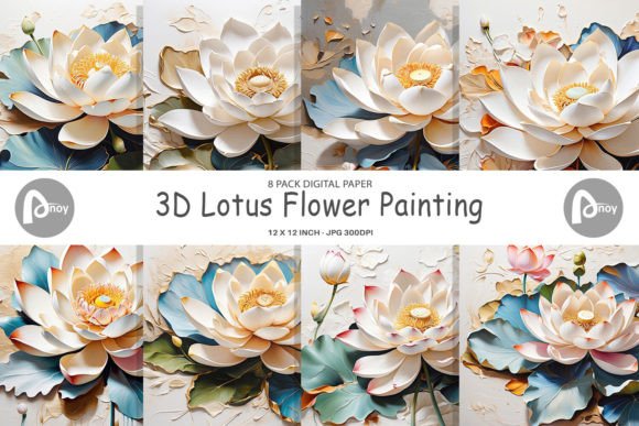 Download Digital Paper 3D Lotus Flower Painting - Flower painting Collection