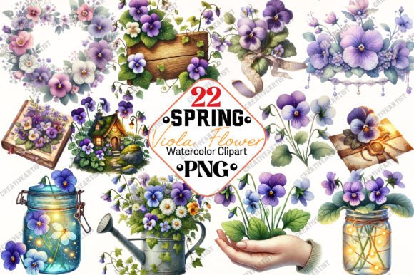 Download Spring Viola Flower Sublimation Clipart - Viola Collection