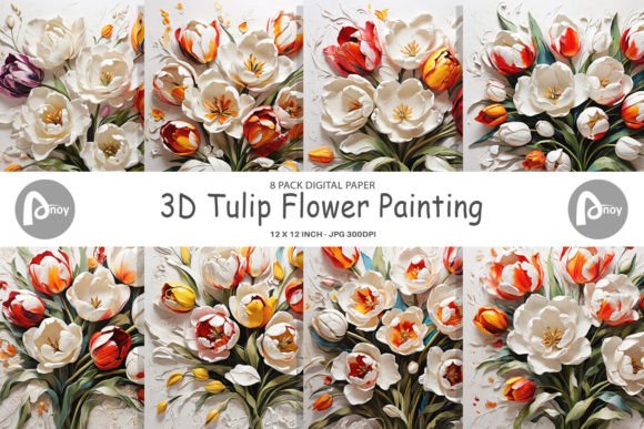 Download Digital Paper 3D Tulip Flower Painting - Flower painting Collection