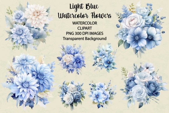 Download Light Blue Watercolor Flowers Clipart - Blue watercolor flowers Collection
