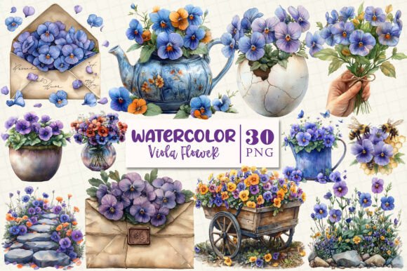 Download Spring Viola Flower Sublimation Clipart - Viola Collection